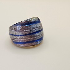 Murano Glass Ring Blue Silver