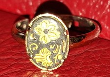 Vintage 1970s Toledo Damascene Adjustable Ring with flowers