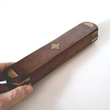 HARDWOOD STORAGE BOX/PENCIL BOX INLAID WITH BRASS. 264