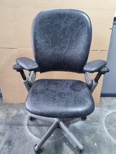 STEELCASE Leap Ergonomic Office Chair In Smokey Grey/black Leather - Can Deliver