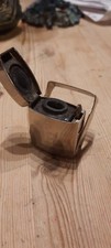 Antique Silverplate Travelling Inkwell with lock/clasp  & Original Glass Bottle