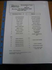 17/09/2007 Shrewsbury Town Reserves v Walsall Reserves  (single sheet)