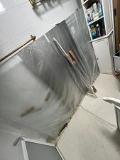 GLASS SHOWER PANEL GoodHome Ledava Framed Chrome Mirror Fixed Walk-in Front