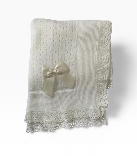 Baby blanket shawl - ivory, with