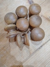 Set of 8 Vintage Wooden Drawer Knobs, Old Style