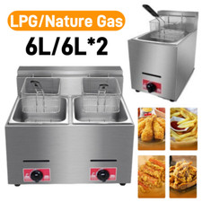 LPG Natural Gas 6L Commercial Single/Double Tank Gas Fryer Catering Frying Tool 