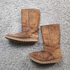 Ugg Boots Womens UK 6.5 Brown Tan Leather Sheepskin 5815