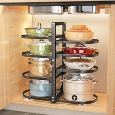 Pots and Pans Organiser Rack, 8 Tier Snap-on and Adjustable Saucepan Rack