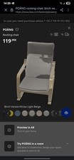 PODA IKEA Rocking Chair Grey Fabric Wooden Frame In Excellent Condition Used,