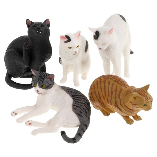5pcs realistic cat figurines - realistic,