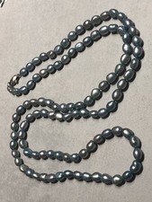 Designer Honora QVC 925 sterling silver Light Blue Pearl Necklace 39” Long