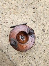 Antique 3 1/2" Wood & Brass Fishing Reel