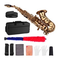 Mini Bb Soprano Saxophone Sax Brass Material Gold Laquer Surface Woodwind