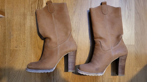 Boots tan cowgirl block heel - boots,, tan,