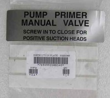 LISTER PETTER INSTRUCTION PLATE - 'Pump Primer Manual Valve' - New Old Stock