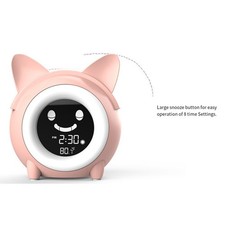 Child Friendly Cat Alarm Clock with Soothing Night Light Functionality