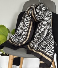 Women's Large Gorgeous, Silk Feel Black & White Scarf BNWT