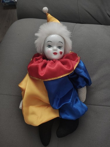 Vintage porcelain head clown - vintage,