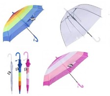 Kids Colorful Dome Umbrella Boy Girls Brolly School Travel Children Outdoor Rain