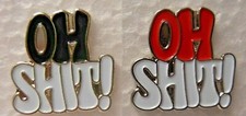 Oh Shit pin badge. Black or