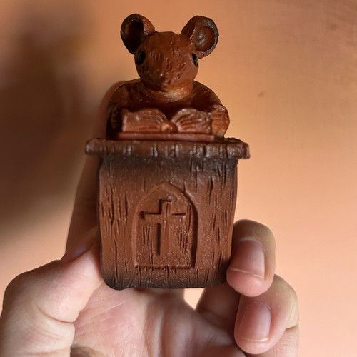 Carved resin mouse figurine - resin,