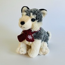 Keel Toys Soft Toy Cuddly Plush Wolf Husky Dog With Scarf Plushie 7.5”