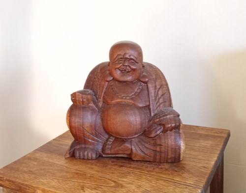 Vintage carved wooden laughing - carved,