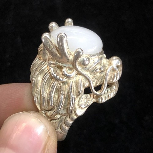 Men white jade - white, ring