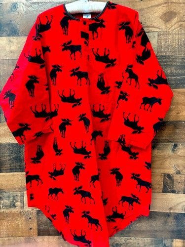 Moose flannel nightshirt - flannel,