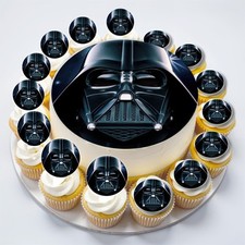 Star Wars Darth Vader Helmet Personalised Edible Print Cake Cupcake Toppers
