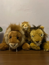 Set of Three Realistic Lion Family Soft Toy Plush Stuffed Animals Bundle