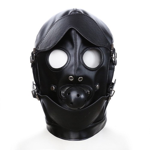 Black bondage hood - hood, vented
