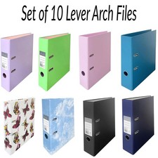 Set of 10 Lever Arch Files A4 Office Filing Binder 75mm Spine School File Folder