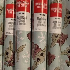 4 Rolls Baby Yoda Gift Wrapping Paper,70 Sq Ft Each See description