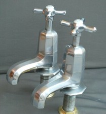  OLD CHROME BATH TAPS ART DECO