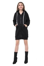 Women Ladies Long Hooded Hoodie Zip Up Pocket Jumper Fleece Coat Sweatshirt top