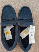 Marks And Spencer Ladies Slippers Size 6 Midnight Navy Unwanted Gift