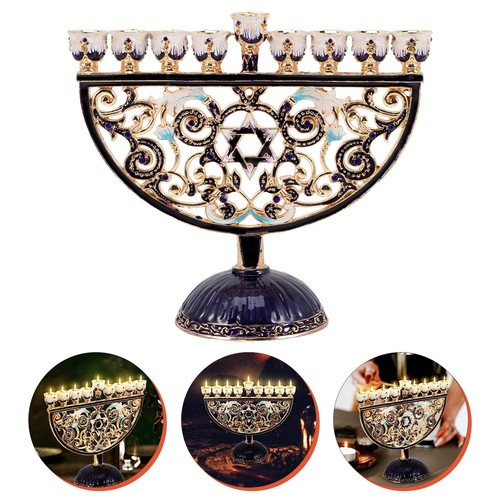 Hanukkah menorah hand painted - menorah,