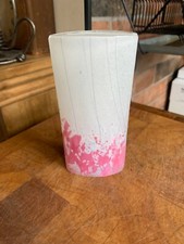Vtg Small STUART STRATHEARN pink & white Art Glass Vase IESTYN DAVIES 1986