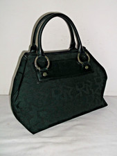 STUNNING DKNY BLACK MONOGRAMMED TEXTILE AND LEATHER BAG IN VERY GOOD CONDITION 