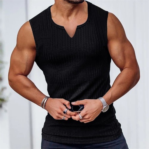 Men sleeveless neck tank - men's, v