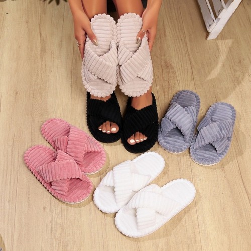 Ladies cross strap slippers - cross,