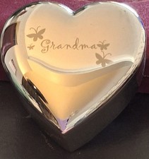 Grandma Engraved Butterfly Heart Shape Trinket Jewellery Box