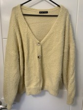 Womens Yellow Fluffy Cardigan