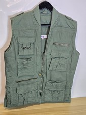 Mens Fishing / Hunting Vest, Multi Pocket Waistcoat, Size M - 44”  Olive Green