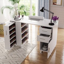 Manicure Table Nail Desk w/Dust Collector Dust Bags Wrist Rest 2 Drawers Cabinet