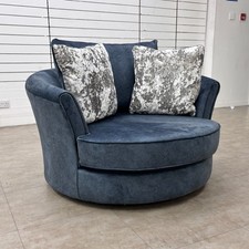 Furniture Village 'Ariana' Snuggler Chair Dapple Ocean Chrome Insert Twister NEW