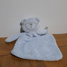 TESCO -F&F - BLUE BEAR - CHECKED EARS - COMFORTER BLANKET- HUG TOY 