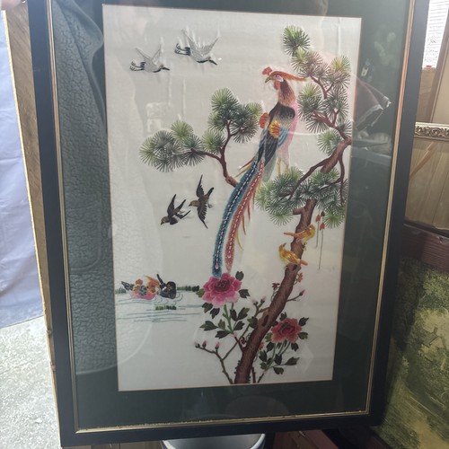Framed chinese silk embroidery - chinese,