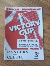 1946 Victory Cup Semi Final - Celtic vs Rangers ** REPRODUCTION PROGRAMME **